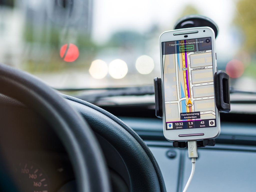 navigation, GPS, phone app, road trip, driving, travel